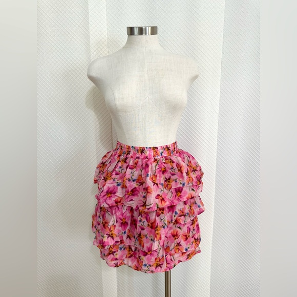 NWT pink & orange floral ruffle skirt/top | Size L - Picture 1 of 5